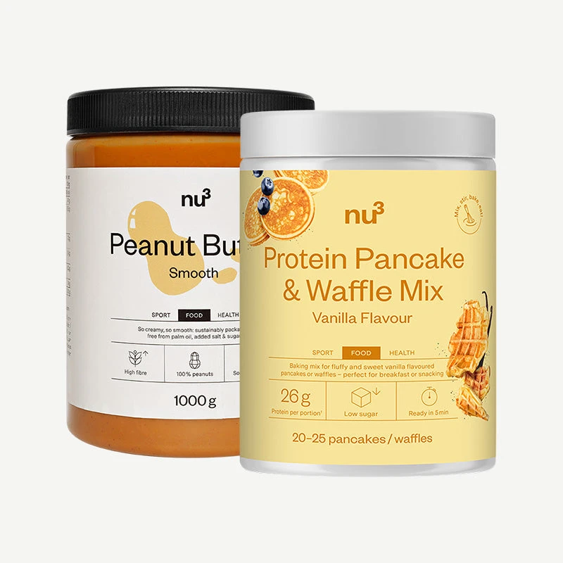 Nu3 Mix Pour Pancakes Protéinés + Beurre De Cacahuète 1 Nu3 Mix Pour Pancakes Protéinés + Beurre De Cacahuète